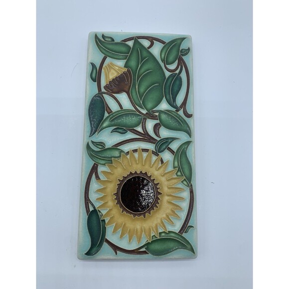 MOTAWI TILEWORKS Sunflower Floral Tile Ann Arbor Arts & Crafts 4" x 8" - Picture 1 of 4